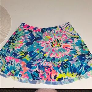 LILY PULITZER LUXLETHIC MULTICOLORED SKORT BUILT IN PINK SHORTS WITH POCKETS XS